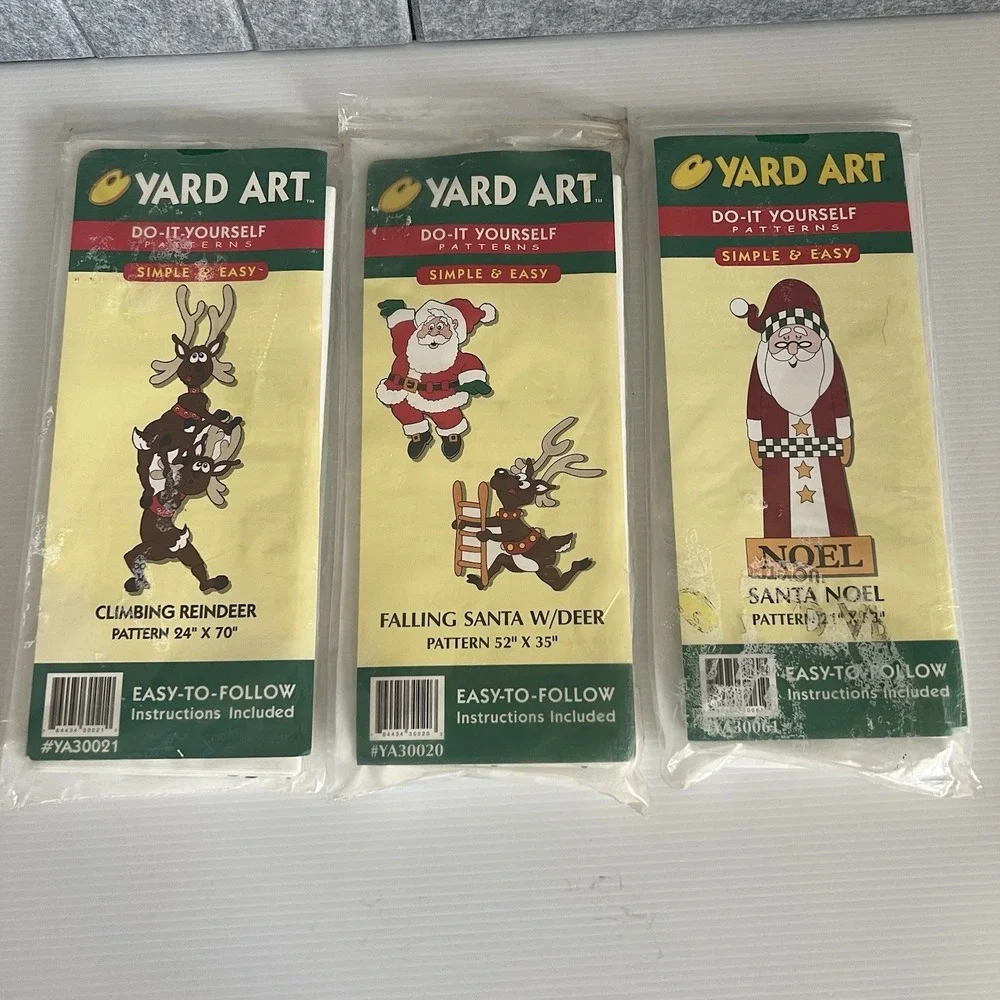 Yard Art Do It Yourself Wood Patterns Santa Reindeer Noel Lot of 3 Sealed